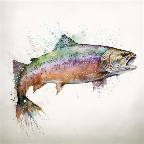 Premium Photo | Painting of a rainbow fish with watercolor splashs on ...