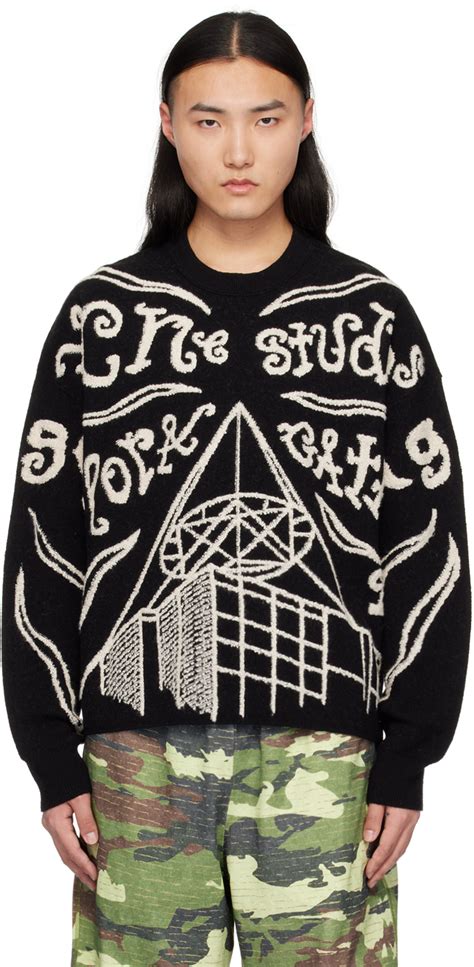 Acne Studios Black Jacquard Sweater SSENSE