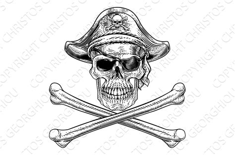 Pirate Skull Crossbones Skeleton Illustrations ~ Creative Market