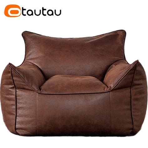 Otautau Single Seat Faux Leather Bean Bag Sofa Cover Without Filler