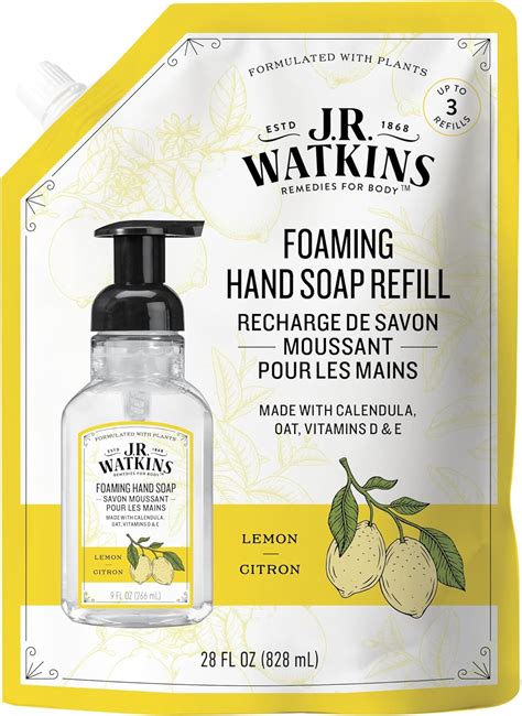 Jr Watkins Lemon Foaming Hand Soap Refill Pouch Scented Foam Handsoap For Bathroom Or Kitchen