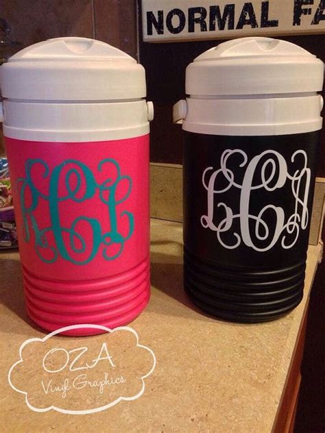 Personalized Vinyl Monogram Decal Water Bottle Decal Cooler Etsy