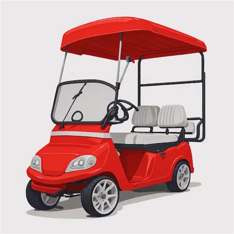 Carrinho de golfe vermelho vetor ilustração fundo branco Vetor Premium