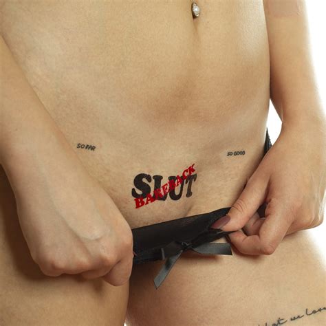 2 X Bareback Slut Tattoo Schriftzug In Schwarz Rot Sexy Kinky