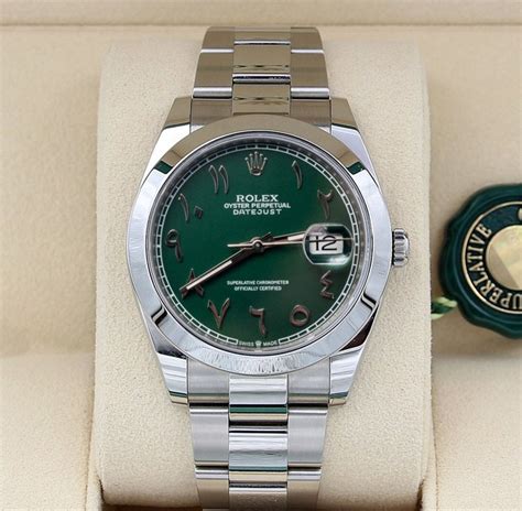 Rolex Oyster Perpetual Datejust Green Arabic Dial NO RESERVE