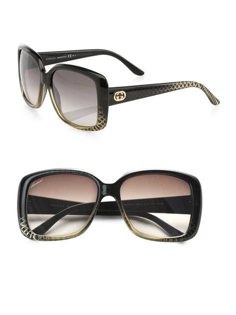 Gucci Rectangular Gg Acetate Sunglasses In Brown For Men Black Lyst