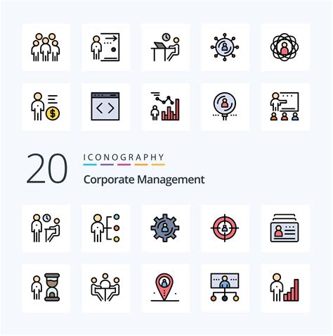 Corporate Management Line Filled Color Icon Pack Like Marketing