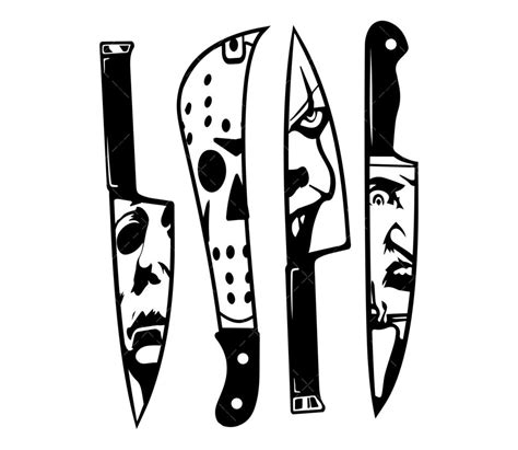 Horror Movie Characters In Knives Svg Pdf Png Halloween Svg