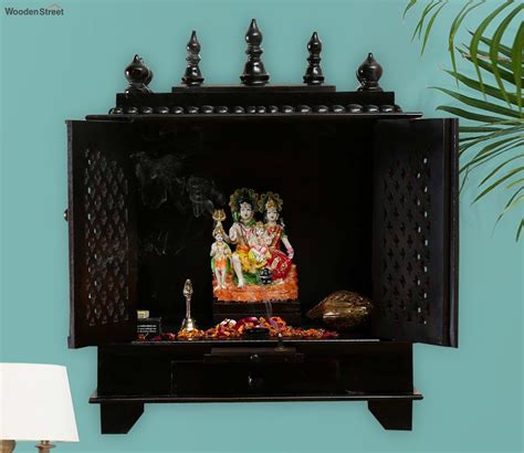 Buy Dark Chocolate Color Wall Mounted Jhali Design Door Wooden Home Temple Online in India at ...