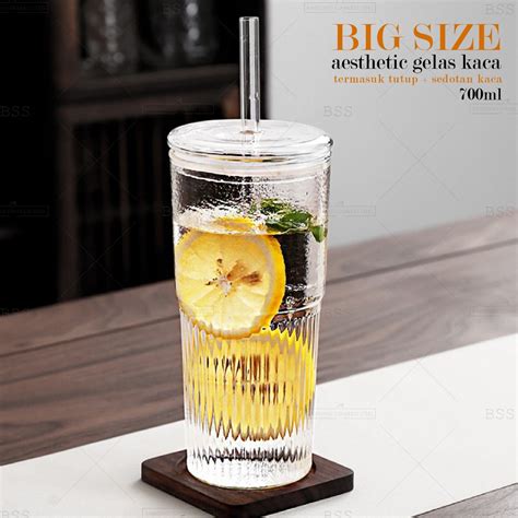 Jual Tumbler Aesthetic Glass Ml Kapasitas Besar Big Size Gelas Air