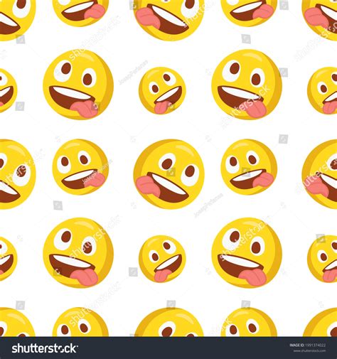 Zany Icon Emoji Pattern Crazy Eyes Stock Vector Royalty Free