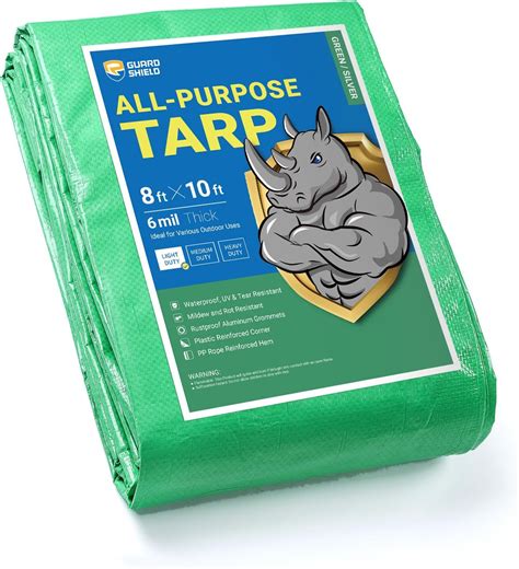 GUARD SHIELD Green Sliver Tarp 8x10 Feet Waterproof Tarps Lightweight