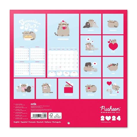 Calendario De Pared 2024 Pusheen Purrfect Love Collection Erikstore