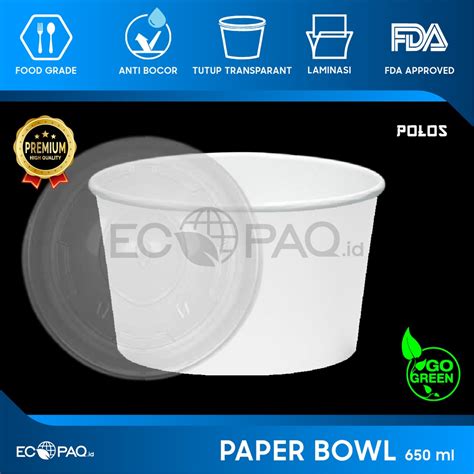 Jual Paper Bowl Mangkok Kertas 650 Ml 22 Oz 800ml 27 Oz PUTIH