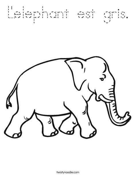 Lelephant Est Gris Coloring Page Tracing Twisty Noodle