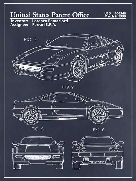 1999 Ferrari 360 Modena Blackboard Patent Print Drawing By Greg Edwards