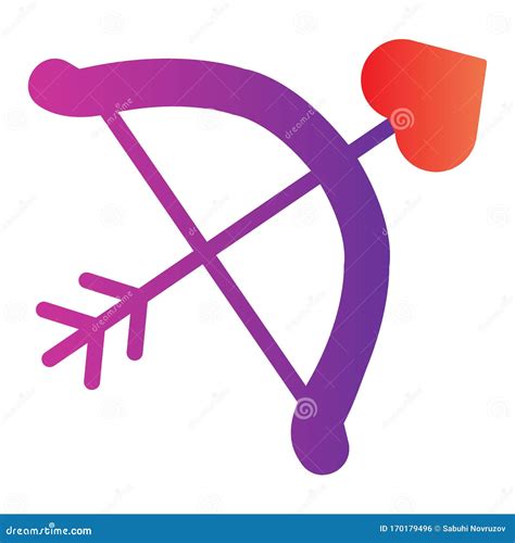 Cupid Bow And Arrow With Heart Flat Icon Valentine Day Bow And Arrow