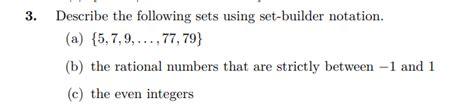 Solved 3 Describe The Following Sets Using Set Builder