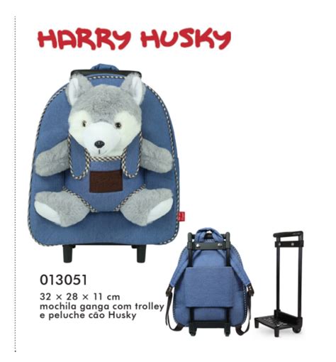 Perletti Mochila Peluche Husky Harry Azul Kidinn