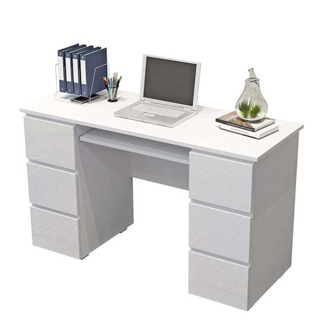 6 Drawers High Gloss White Desk – Fit You