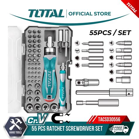 Total Ratchet Screwdriver Bit Set 55 Pcs TACSD30556 Shopee Malaysia