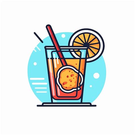 Un Vaso De Jugo De Naranja Con Una Pajita Vector Premium