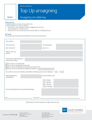 Fillable Online Eulerhermes Euler Hermes Danmark Top Up Ansgning Fax