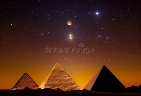 Planets Of The Solar System Over The Pyramids Of Giza Ai Generated