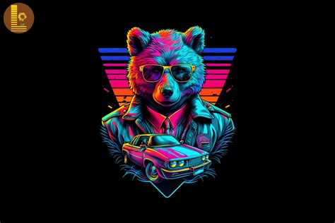 Synthwave Retro Gangster Bear 8 By Mulew Art Thehungryjpeg