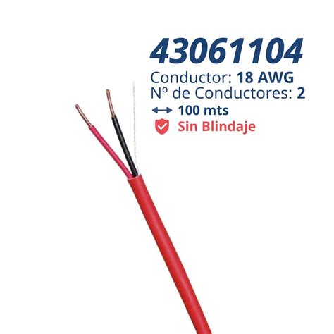 SH Ingeniería 43061104 Cable de incendio FPLR 2x18 x 100mts Sin