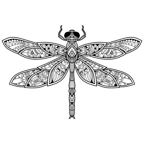 Hand Drawn Of Dragonfly In Zentangle Style Stock Vector Illustration