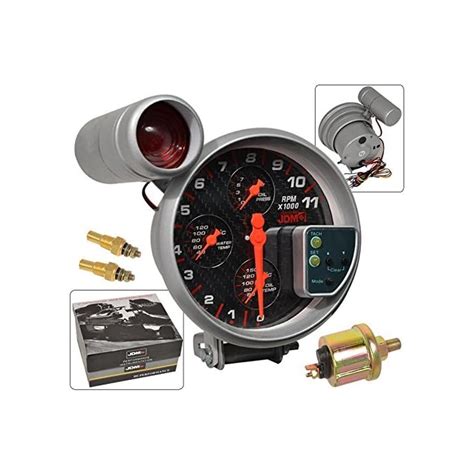 Buy Ajp Distributors Universal Jdm Sport 5 Carbon Fiber Face 4 In 1 Tachometer 11k Rpm Tach