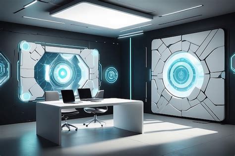 Premium Photo Futuristic Escape Room Virtual Reality Mockup With