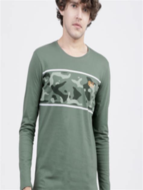 Buy Ecko Unltd Men Olive Green Slim Fit Cotton Printed Round Neck T Shirt Tshirts For Men