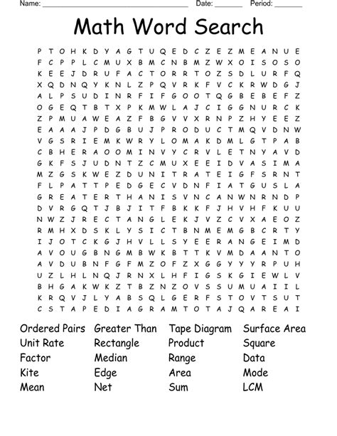 Math Word Search Printable