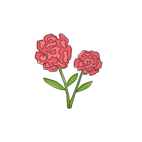 One Continuous Line Drawing Of Beauty Fresh Carnation For Home Decor