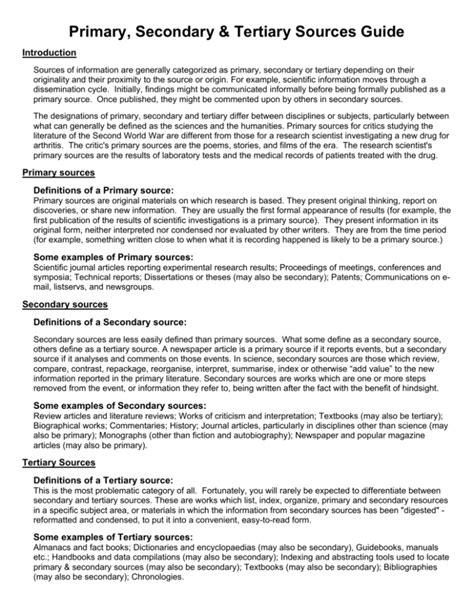 Primary, Secondary & Tertiary Sources Guide