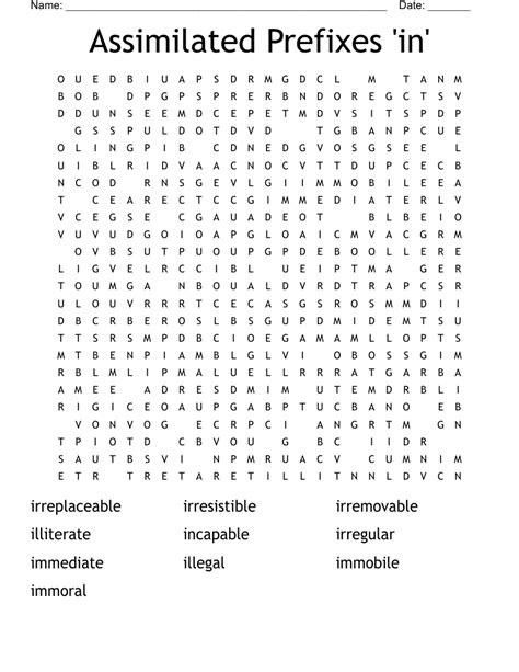 Assimilated Prefixes In Word Search Wordmint