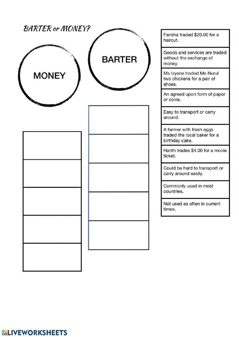 79233 Money Or Barter Yannenz Liveworksheets