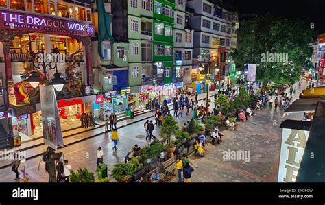 Gangtok, India - June 21, 2022: People walking in the busy MG Marg ...