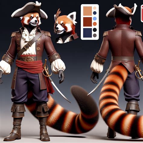 Pirate red pandadragon male human hybrid | Fanart