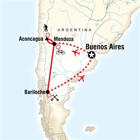 Map Of The Route For Mendoza And Bariloche Multisport Travel Route