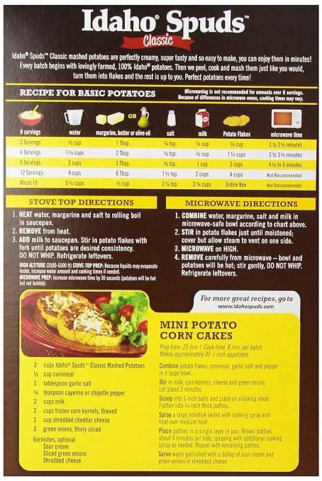 Instant Mashed Potatoes Directions