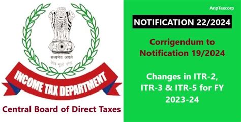 Cbdt Notification Changes In Income Tax Return Forms Itr