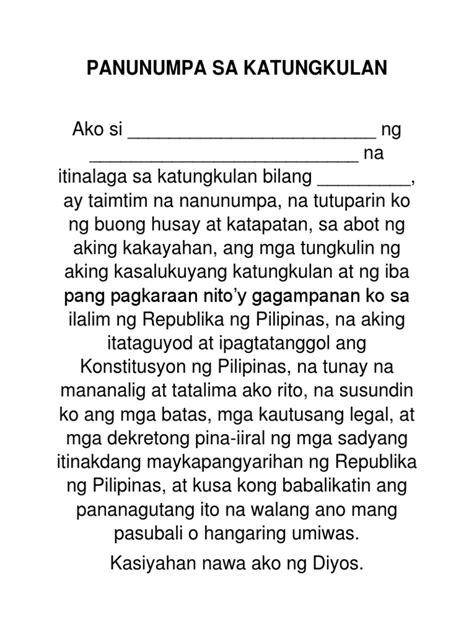 Panunumpa Sa Katungkulan Pdf