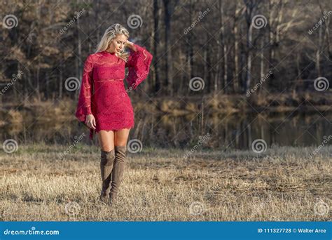 Gorgeous Blonde Model Posing Outdoors Stock Photo Image Of Lifestyle Adult 111327728