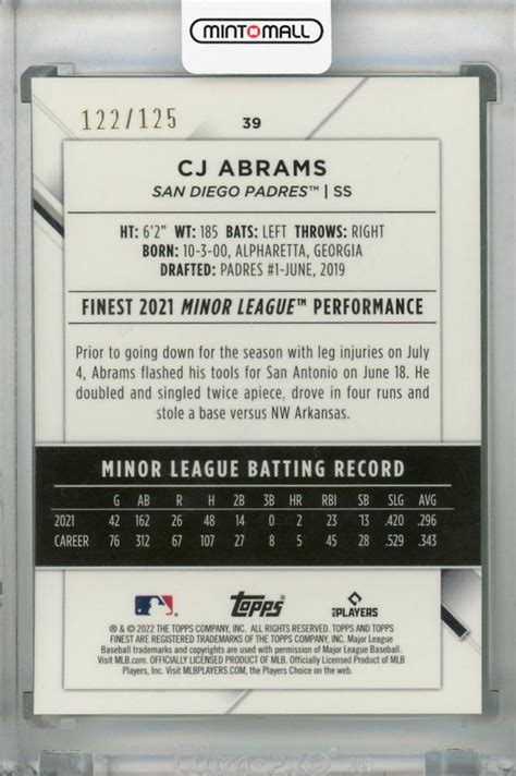 ミントモール MINT 浦和店 2022 Topps Finest San Diego Padres CJ Abrams Base