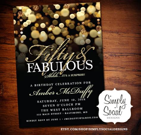 Surprise 50th Birthday Party Invitation With Gold Glitter 156