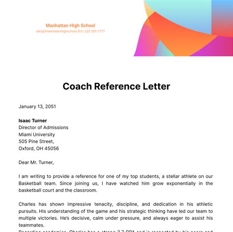 Free Coach Letter Templates And Examples Edit Online And Download