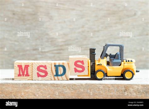 Toy Forklift Hold Letter Block S To Complete Word Msds Abbreviation Of